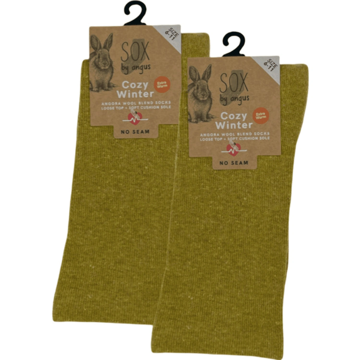 Cozy Mustard Angora Wool Socks - Seamless Comfort for Your Feet.