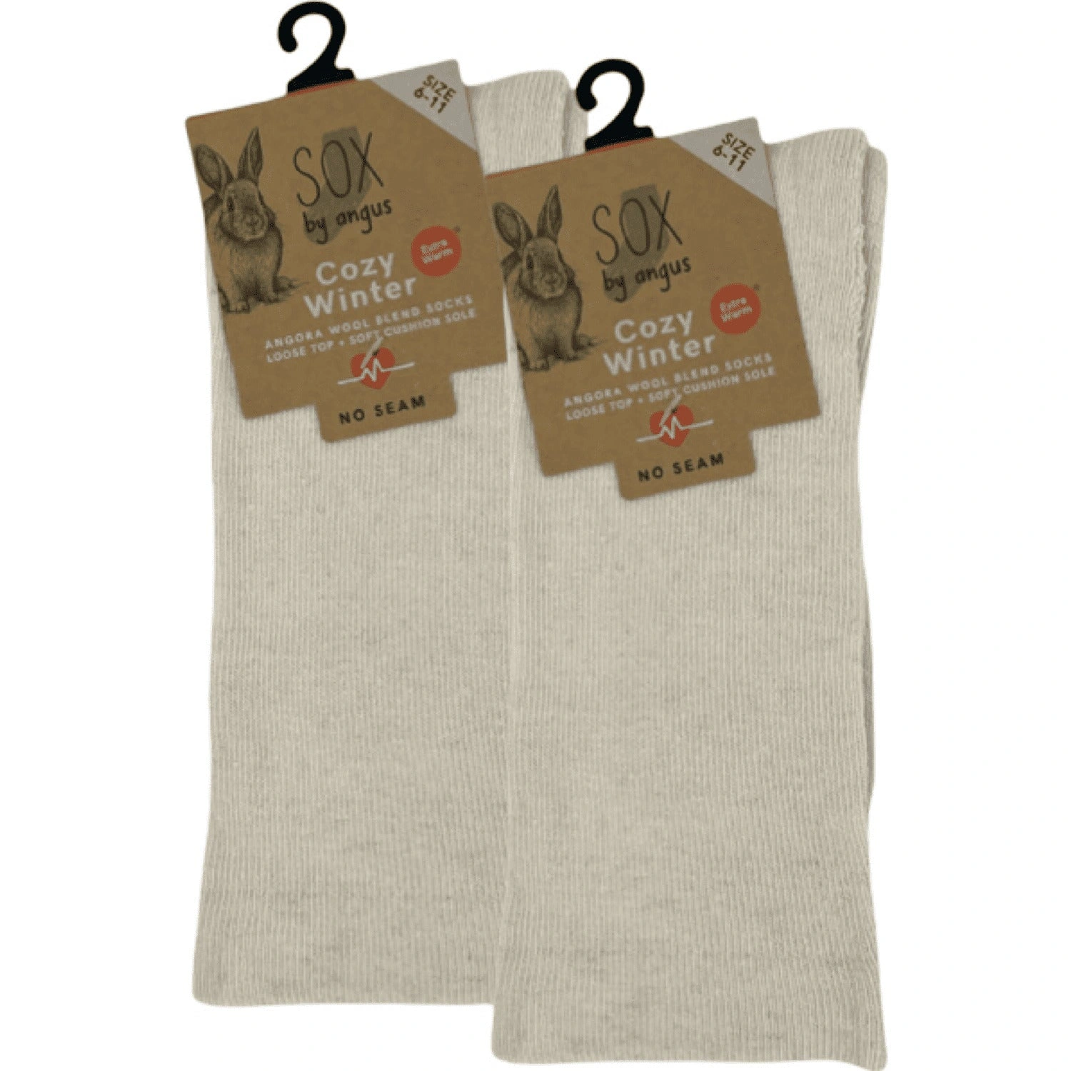 Cloudsoft Angora Blend Socks Cozy No-Seam Comfort Bone