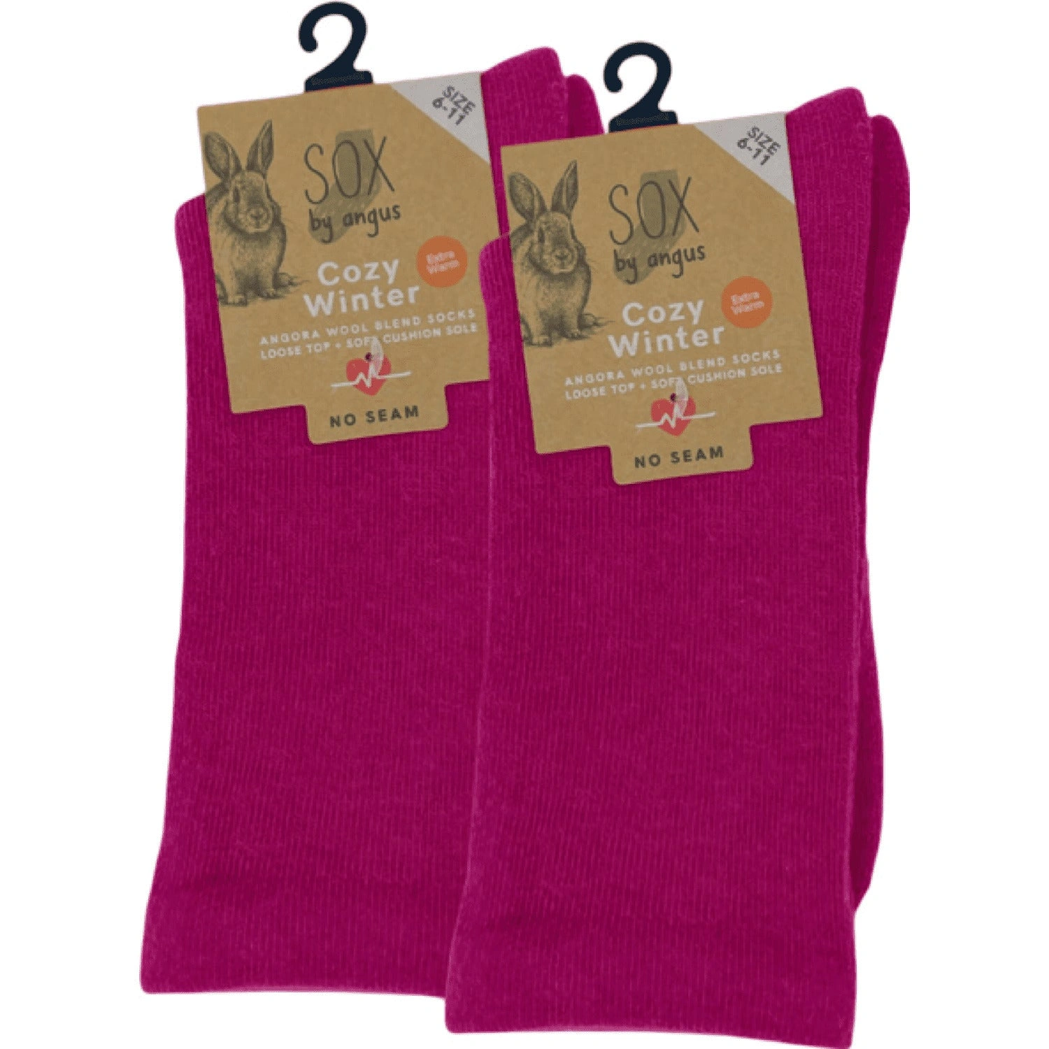 Luxurious Angora Sock Duo: Hot Pink, Seamless Comfort for Ultimate Cozy Nights.