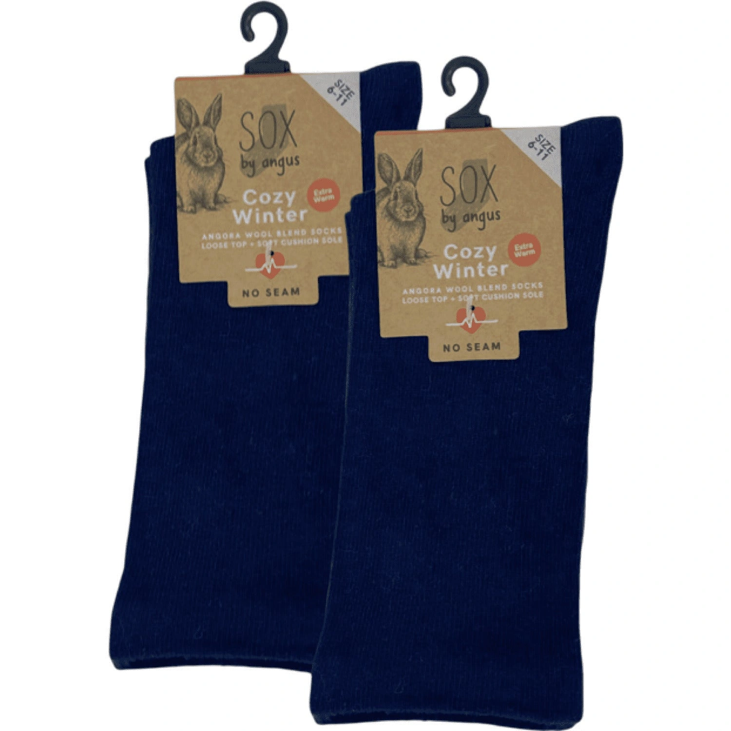 Luxurious Angora Blend Socks - Seamless Comfort, Navy Blue Bliss.