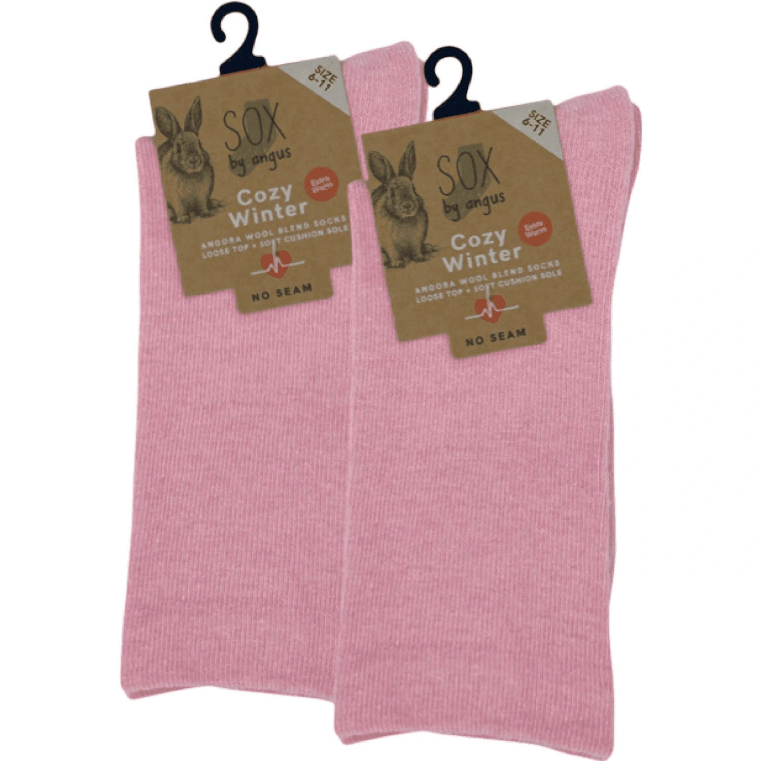 Cozy Pink Angora Socks: No Seam, Loose Top, Pure Comfort for Happy Feet!