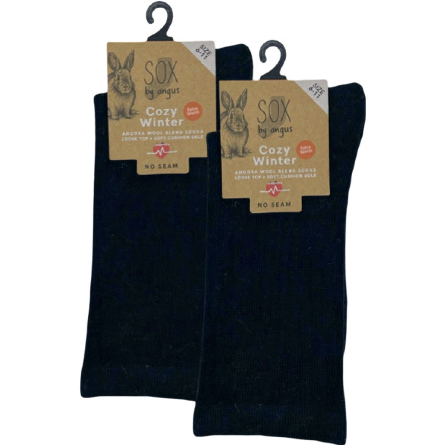 Cloud-Soft Angora Blend Socks - Seamless Comfort, Black - Pure Bliss.
