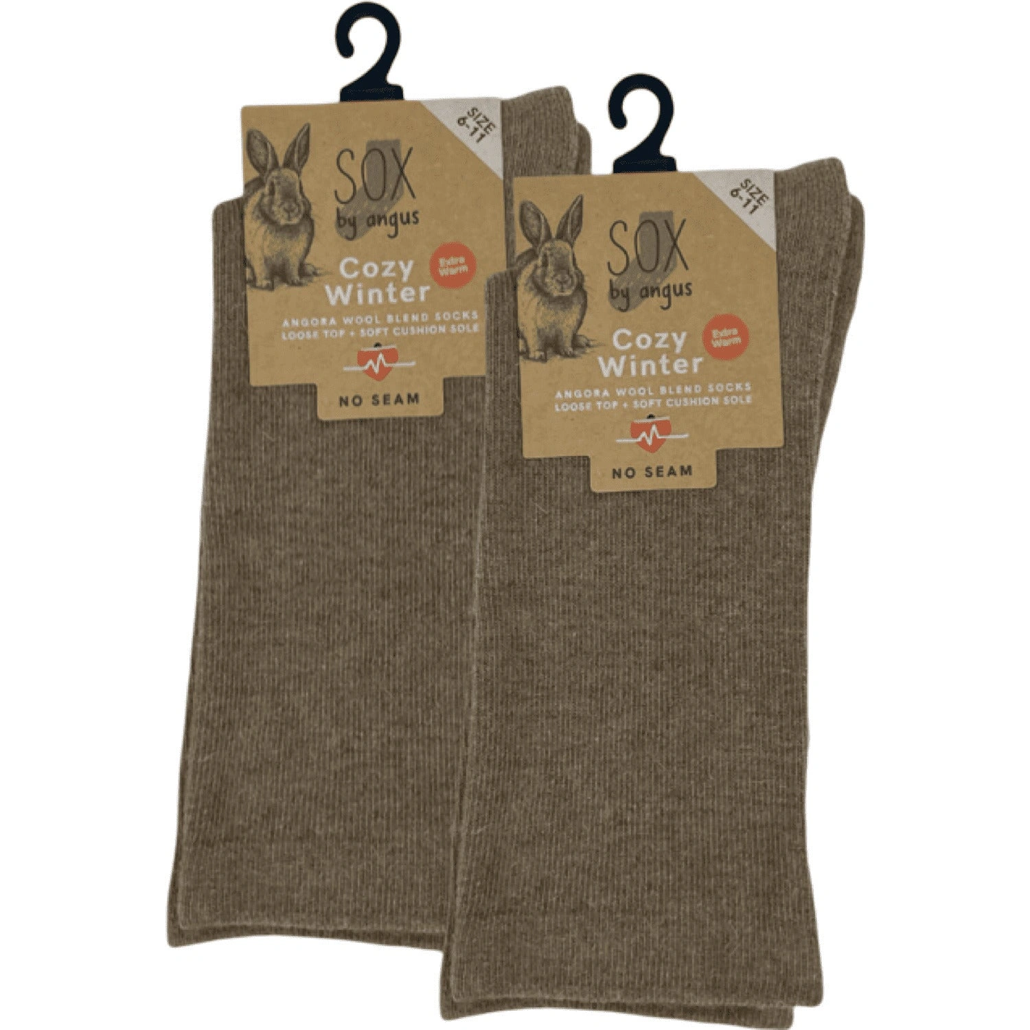 Cozy Angora Blend Socks: Seamless Comfort, Mocha Magic! Relaxed Top & Cushion Sole Perfection!
