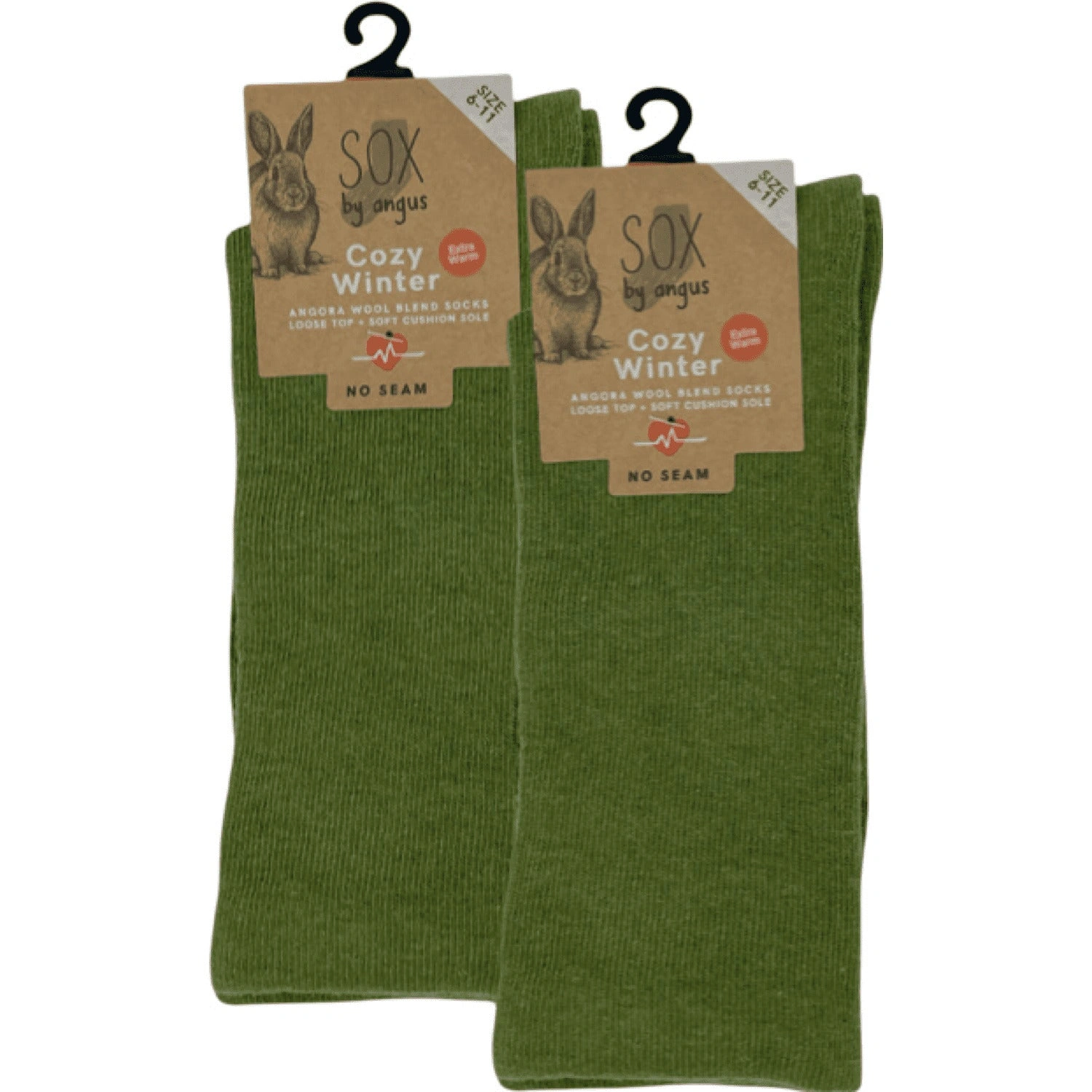 Cozy Angora Blend Socks: Seamless Comfort, Khaki Green Bliss - Your Feet Will Love This